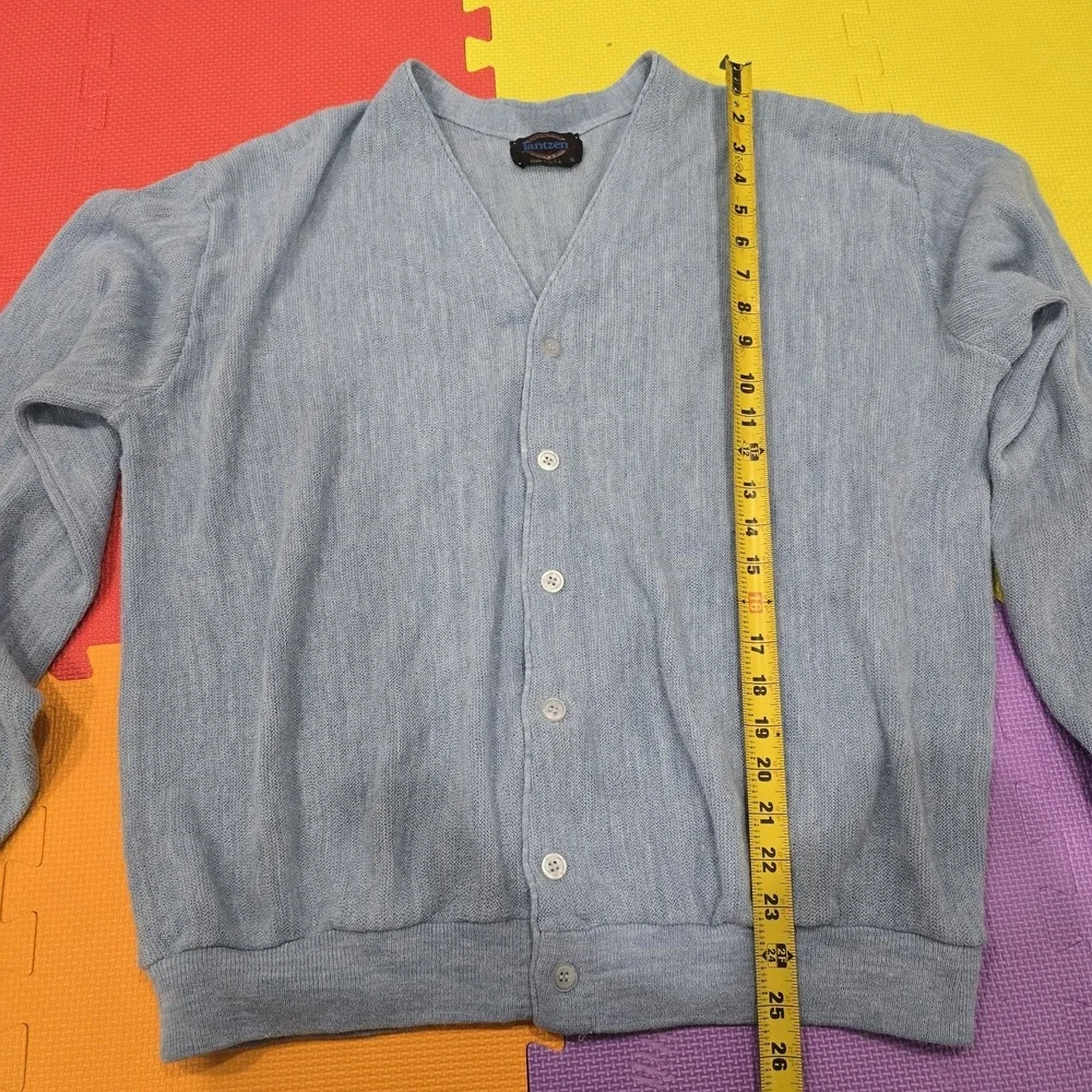Vintage‎ Jantzen Light Blue Knit Cardigan Sweater Men's XL Made in USA Soft